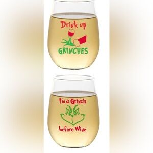 4 Wine-Oh Grinch Shatteproof stemless Wine Glass